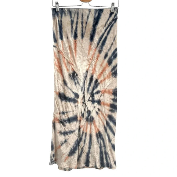 Free People Serious Swagger Tie Dye Skirt Crushed Velvet Size Small - Picture 6 of 12